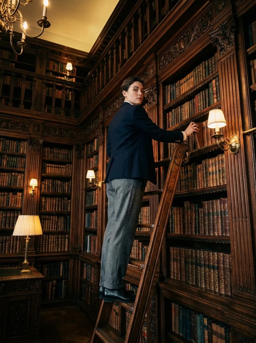 Baroque Library with Leather Books fashion photography example 1