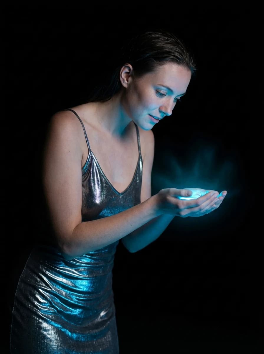 Bioluminescent Bay at Night fashion photography example 2