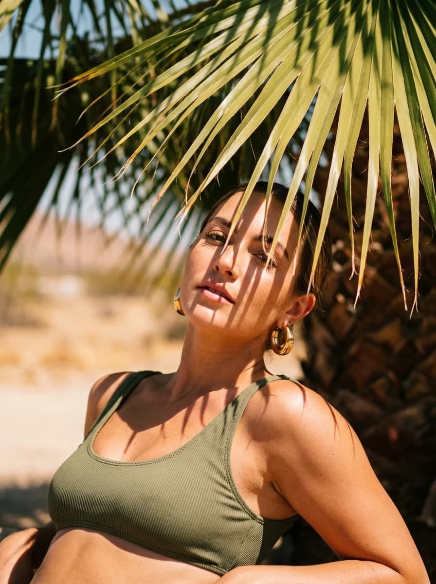 Desert Oasis with Palm Trees fashion photography example 2