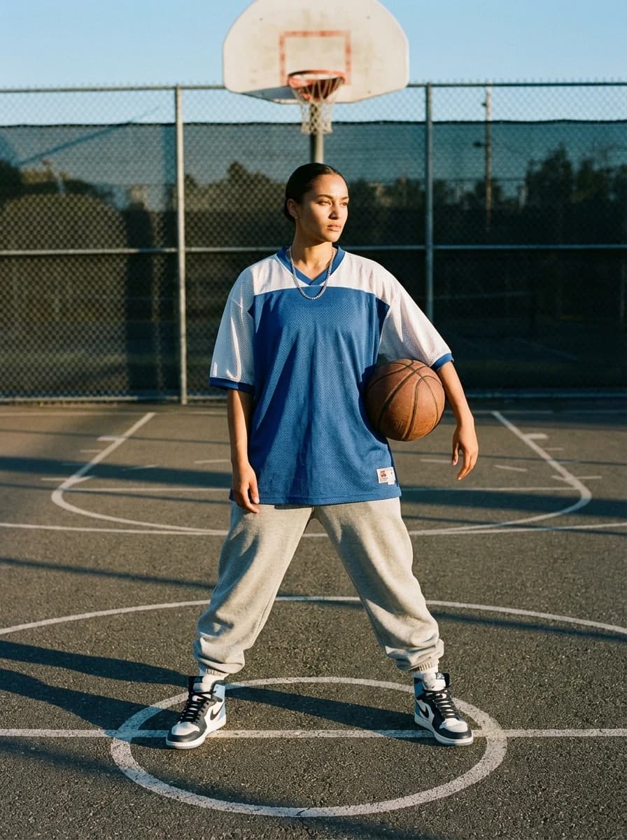 Empty Urban Basketball Court fashion photography example 1