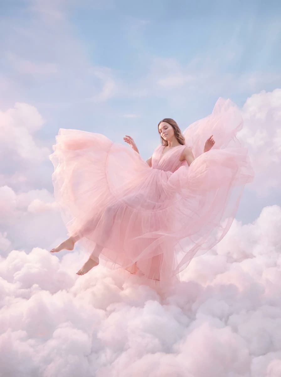 Ethereal Cloudscape fashion photography example 1