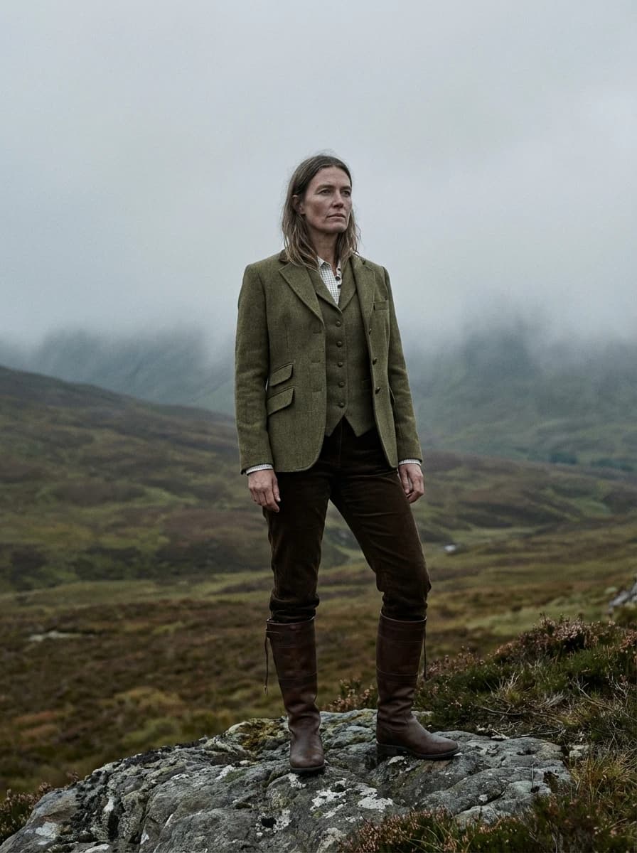 Foggy Scottish Highlands fashion photography example 1