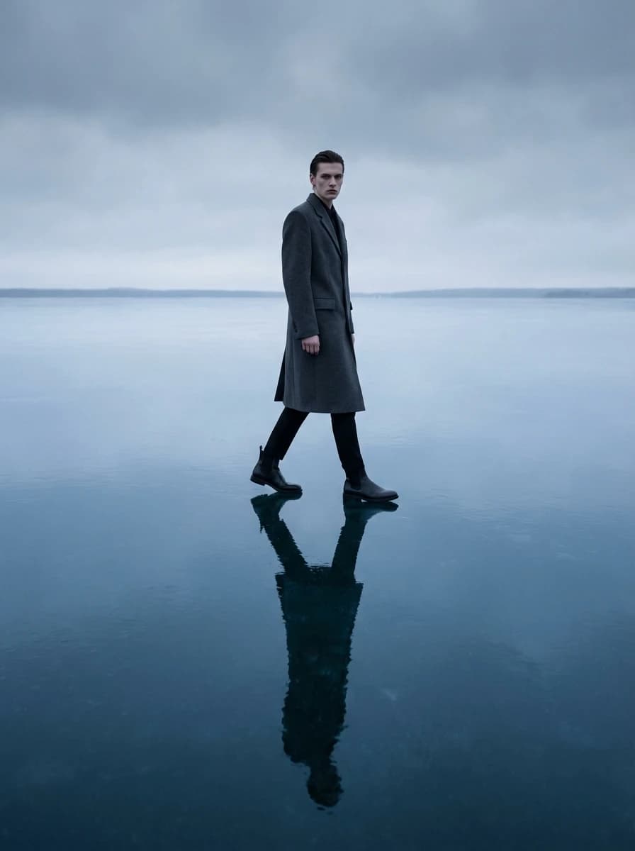 Frozen Lake Reflection fashion photography example 1