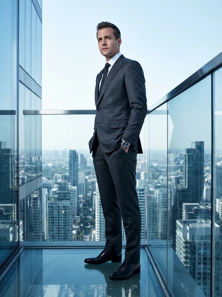 Glass & Steel Skyscraper Rooftop fashion photography example 1