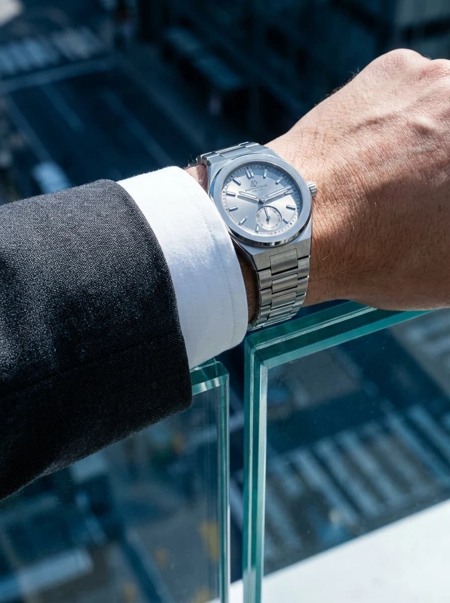 Glass & Steel Skyscraper Rooftop fashion photography example 3