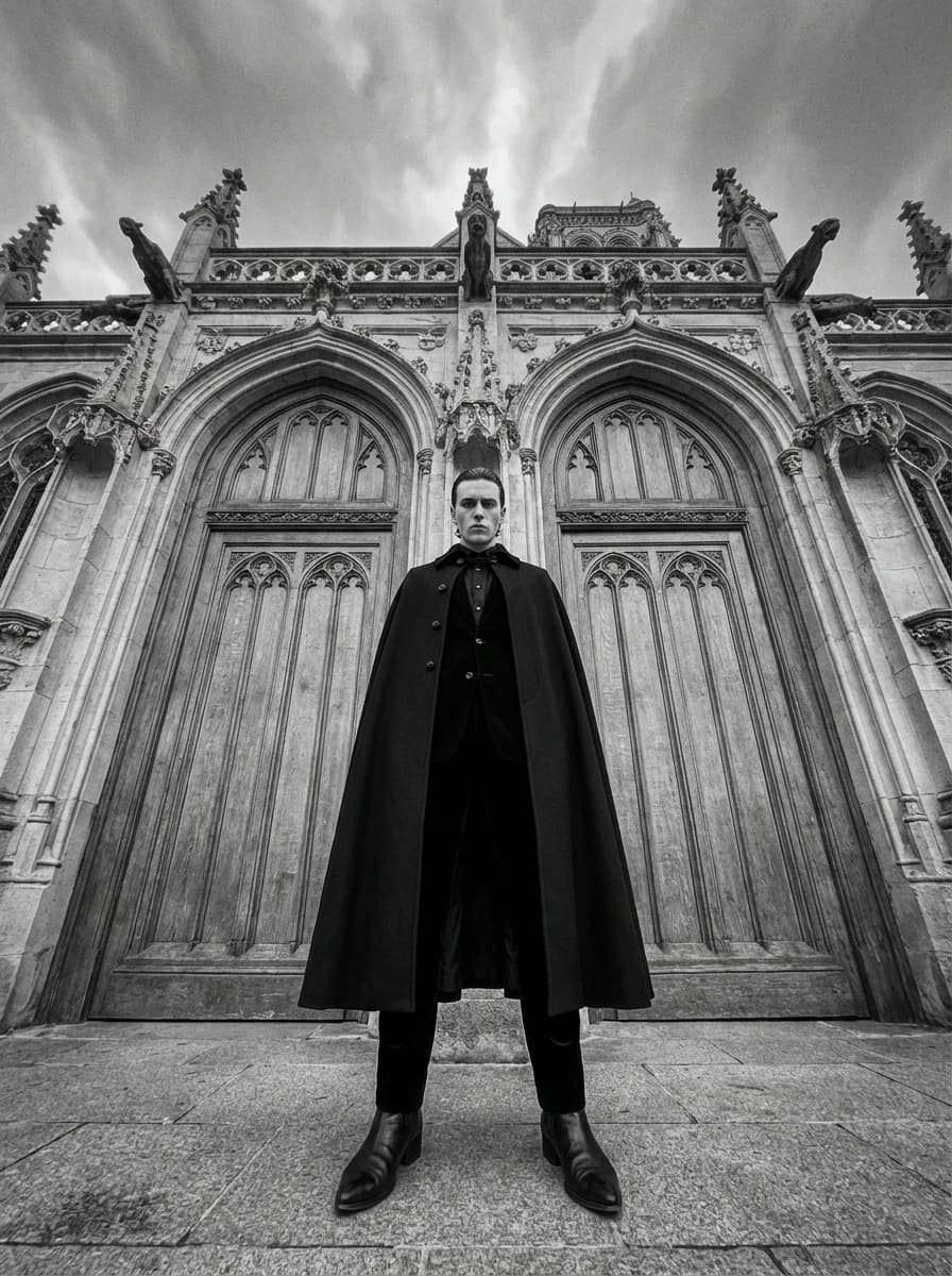 Gothic Cathedral Exterior fashion photography example 1