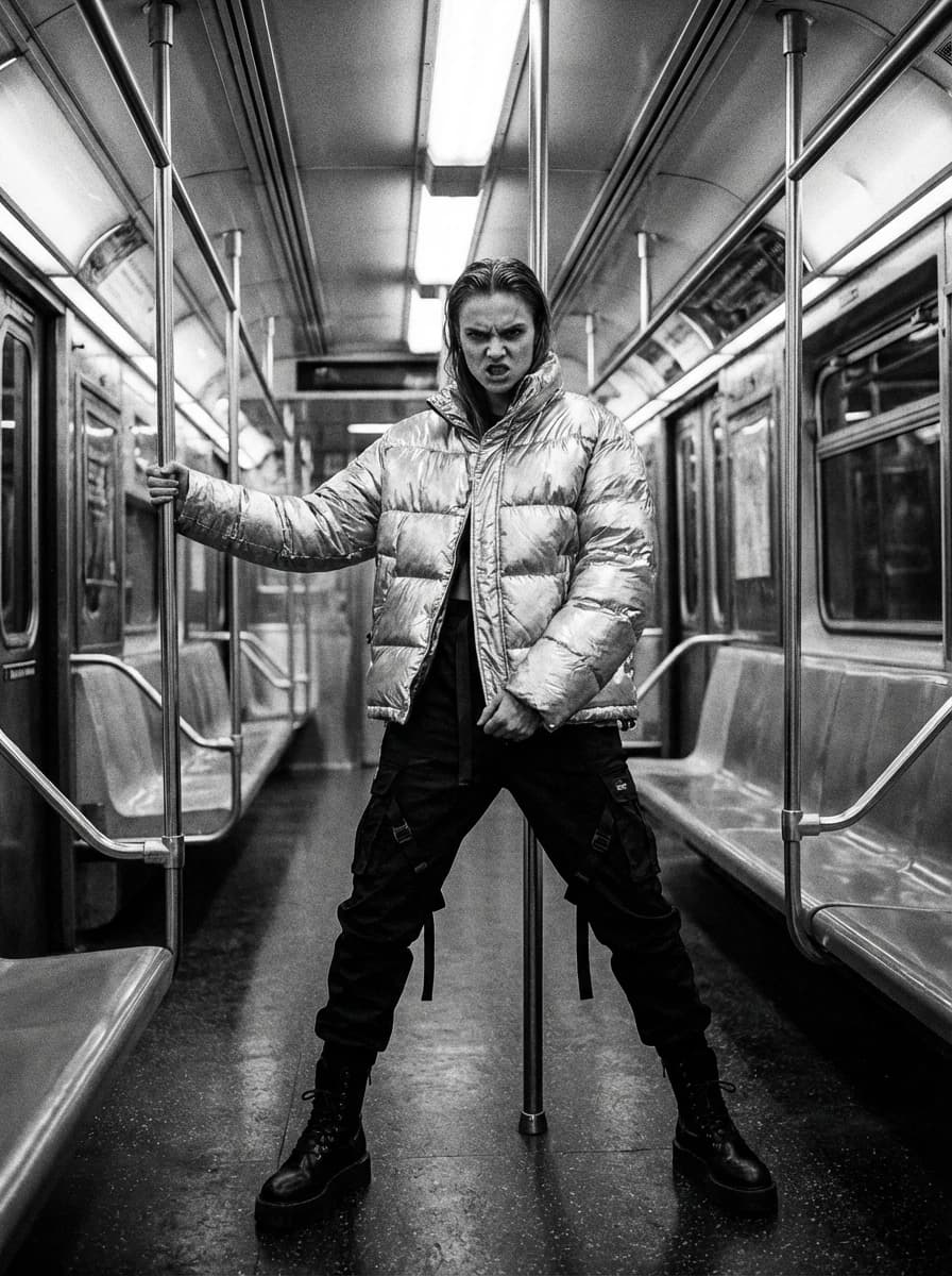Gritty Subway Train Carriage fashion photography example 1
