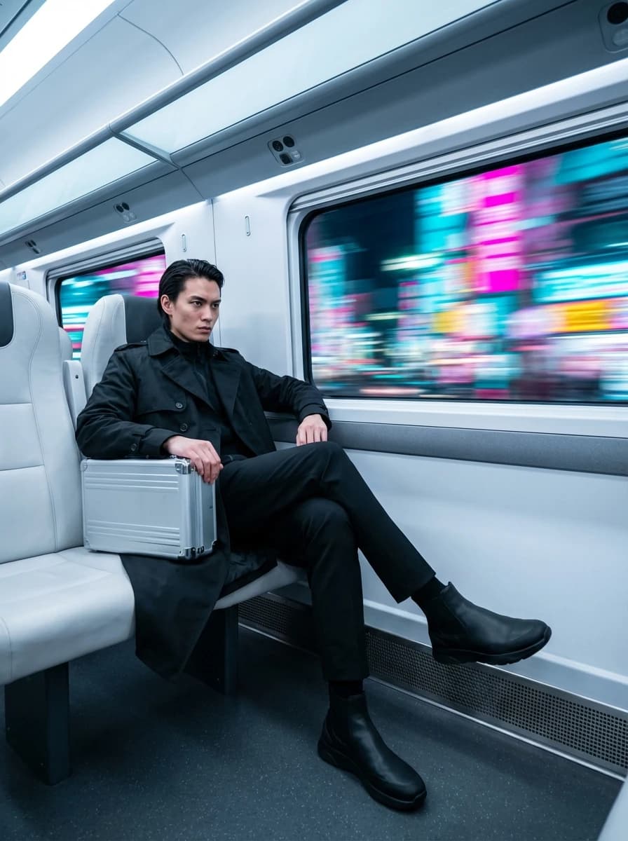 High-Speed Bullet Train Window fashion photography example 1