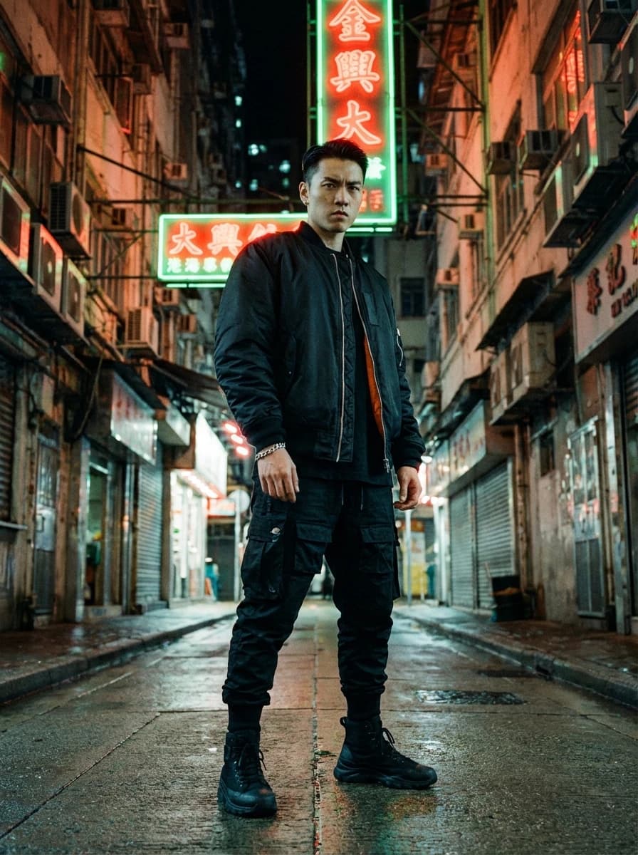Hong Kong Neon Alleyway fashion photography example 1