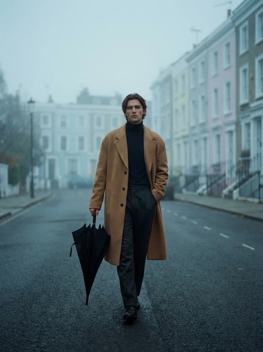 London Foggy Pastel Street fashion photography example 1