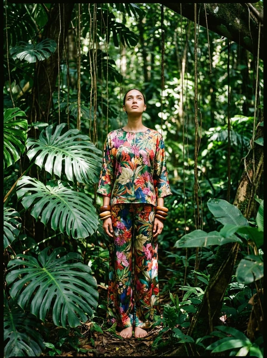 Lush Tropical Rainforest fashion photography example 1