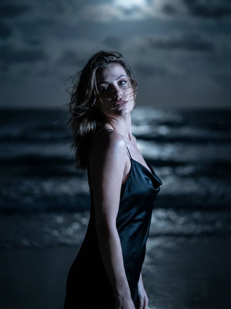 Moonlit Ocean Shore fashion photography example 2