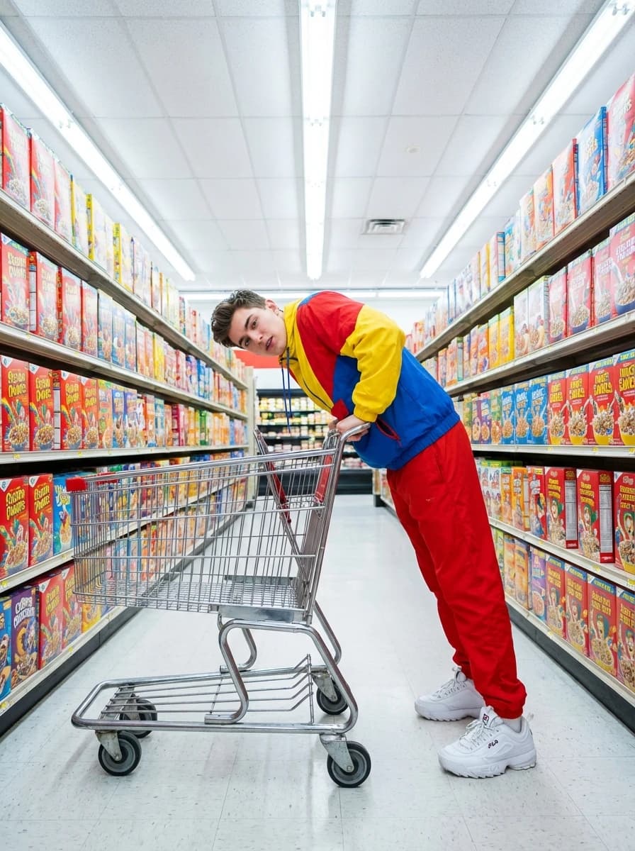 Supermarket Aisle (Pop-Art Style) fashion photography example 1