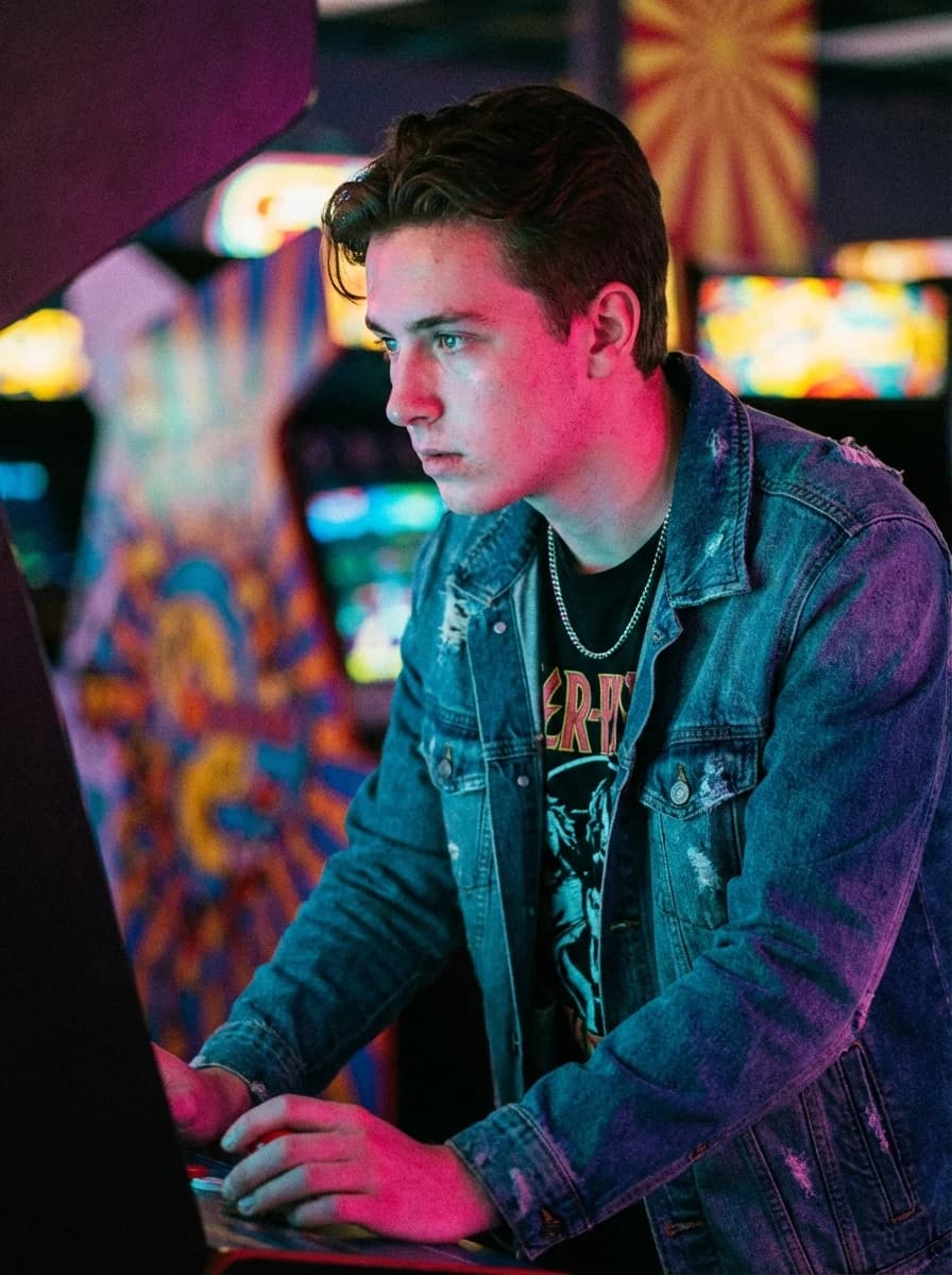 Retro 80s Arcade Room fashion photography example 2