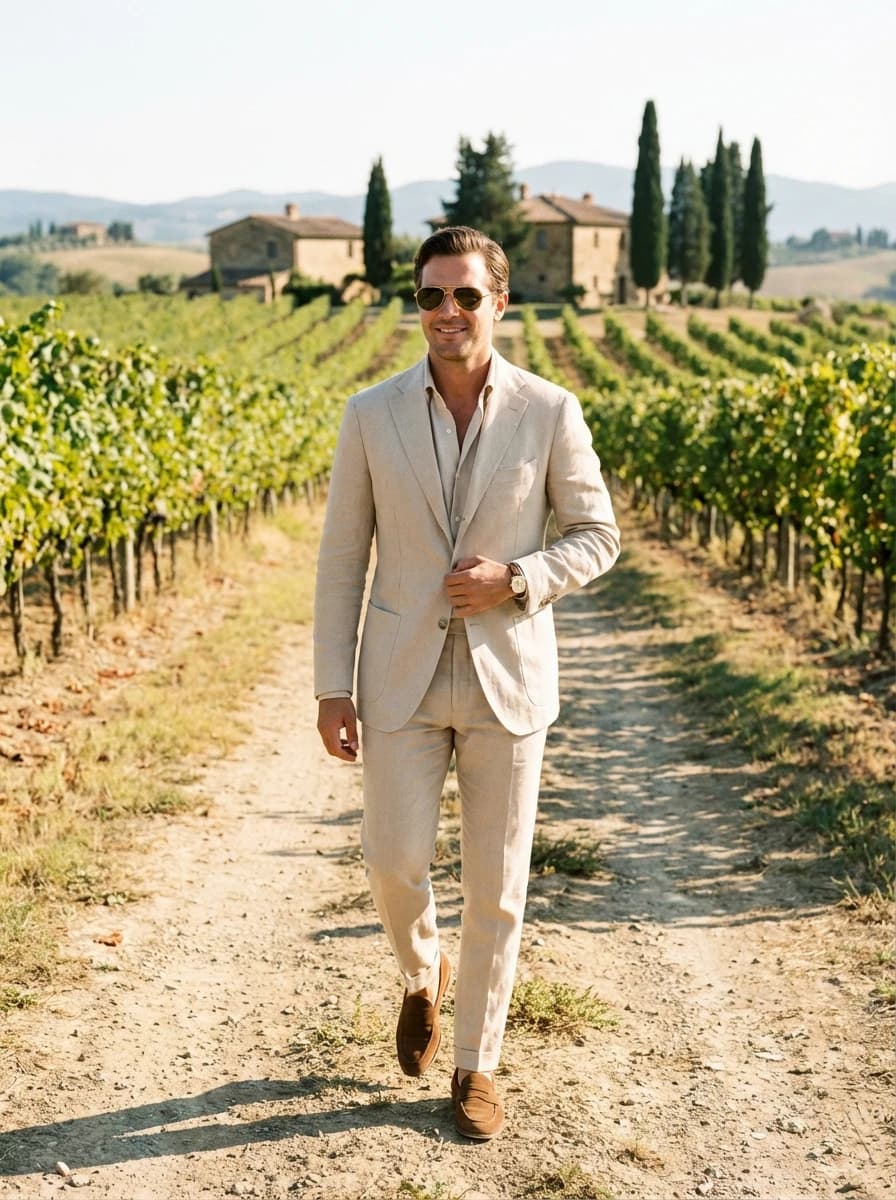 Rolling Tuscan Vineyards fashion photography example 1
