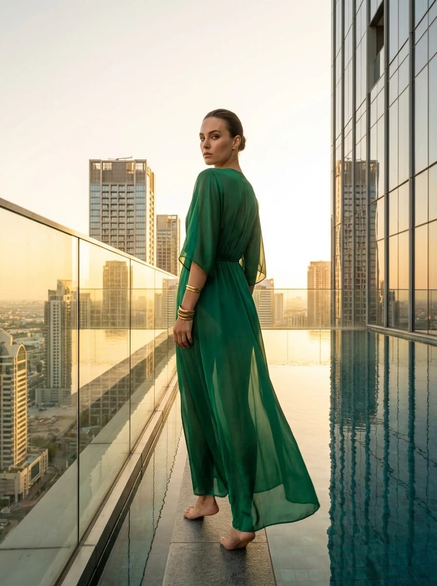 Rooftop Infinity Pool at Sunset fashion photography example 1