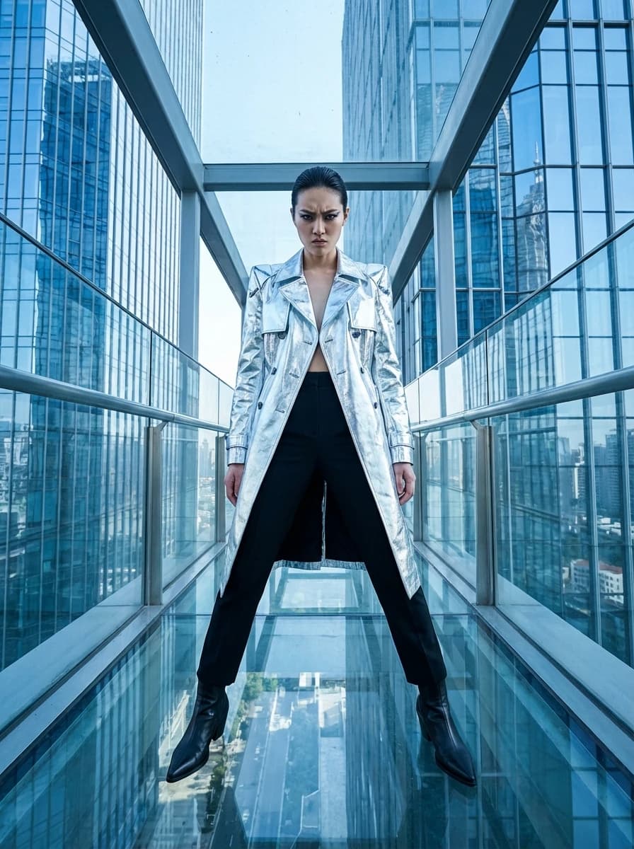 Shanghai Futuristic Skyscraper District fashion photography example 1