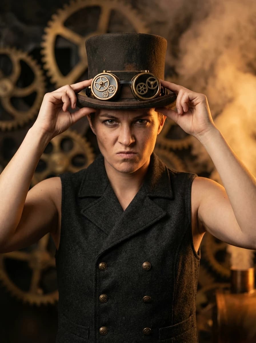 Steampunk Copper Cityscape fashion photography example 2