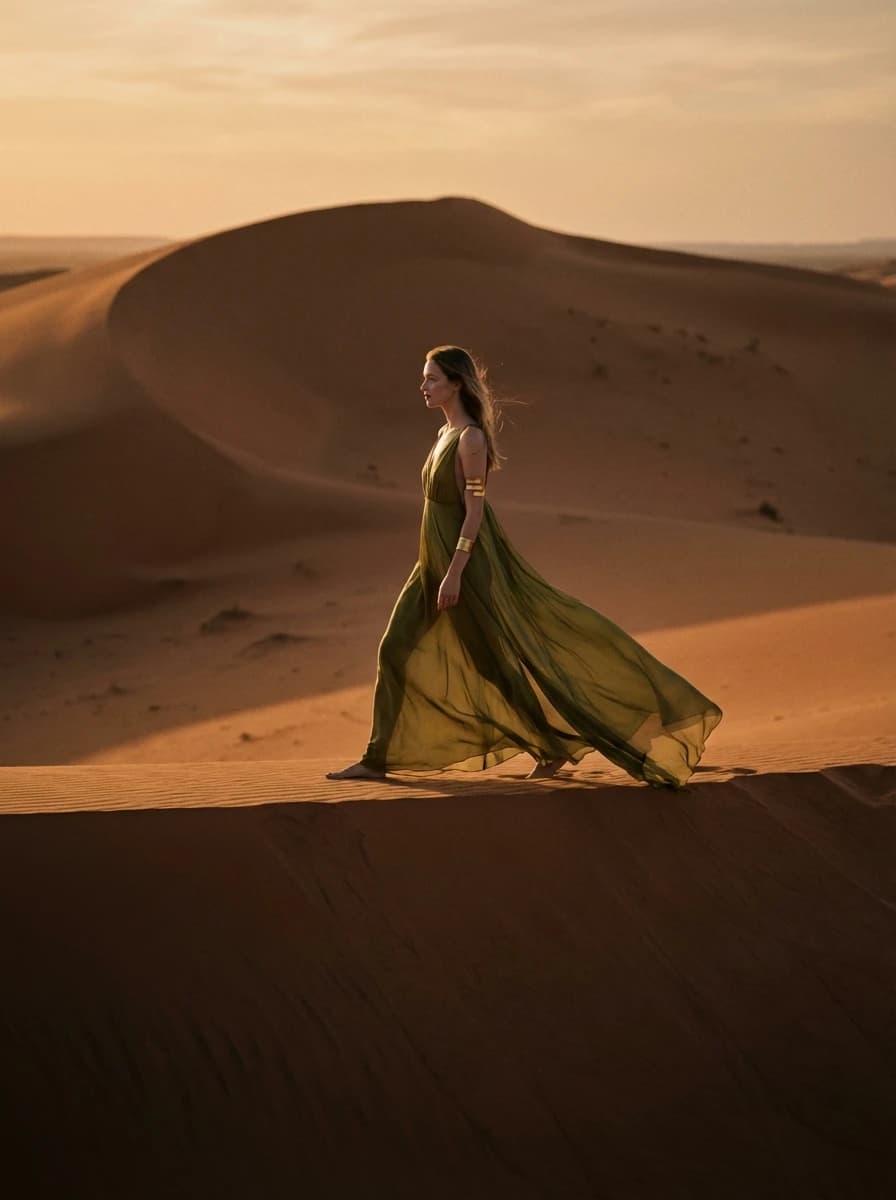 Sweeping Saharan Sand Dunes fashion photography example 1