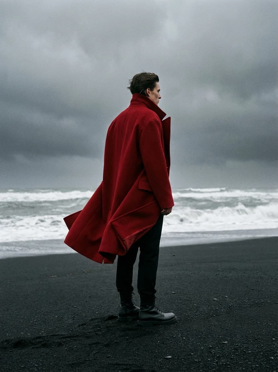 Volcanic Black Sand Beach fashion photography example 1