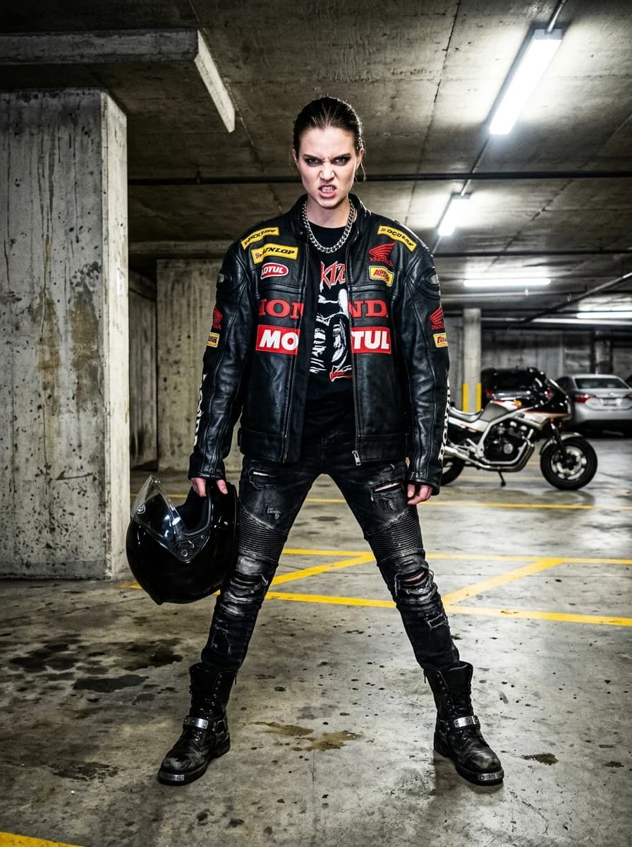 Bikercore / Motorcore fashion photography example 1