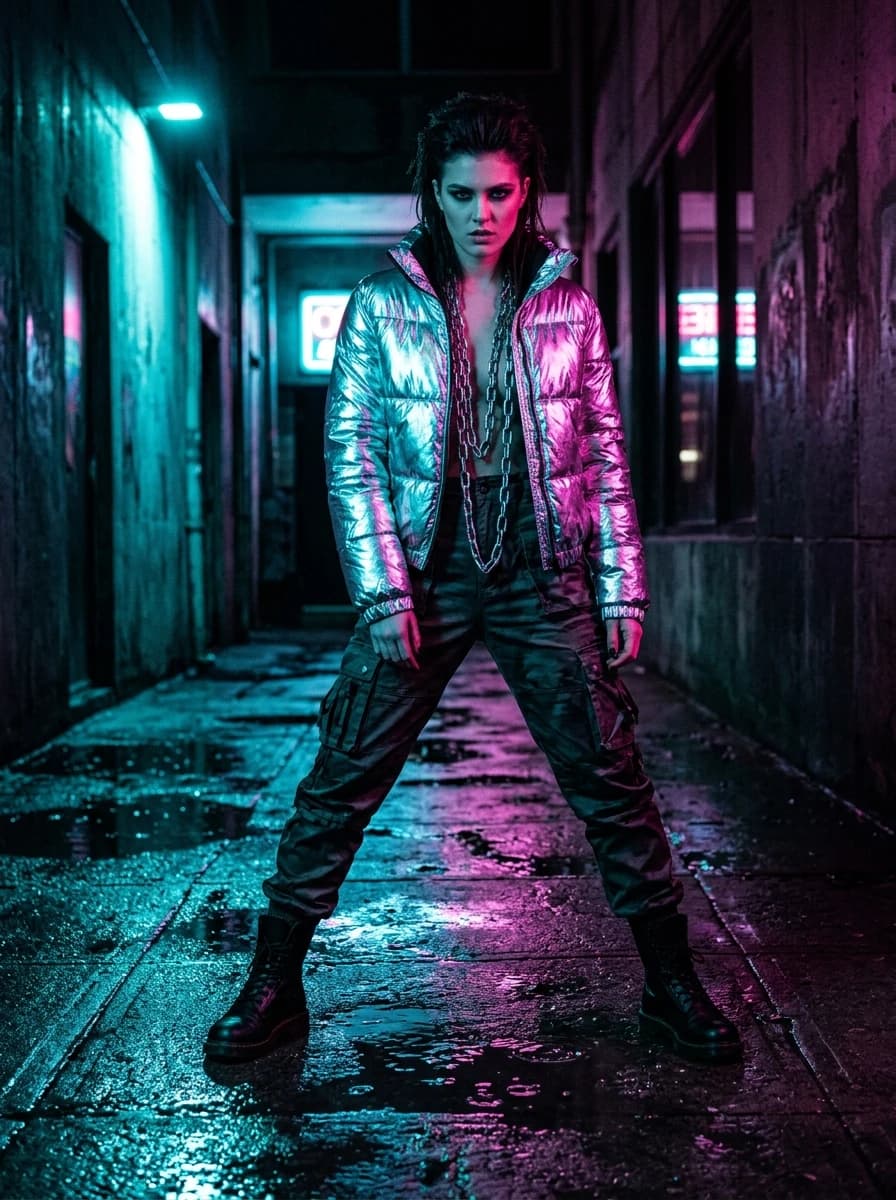 Neon / Gel Lighting fashion photography example 1
