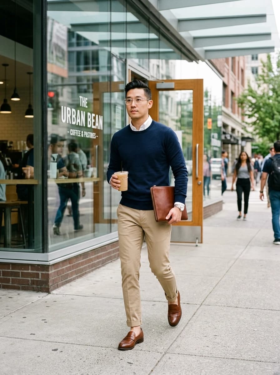 Professional AI photography showcasing Chinos