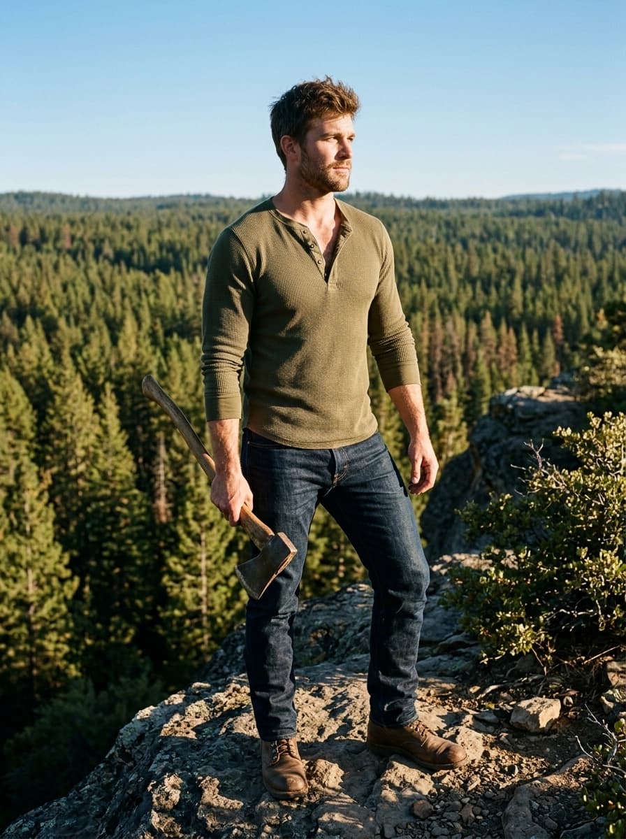 Professional AI photography showcasing Henley Shirts