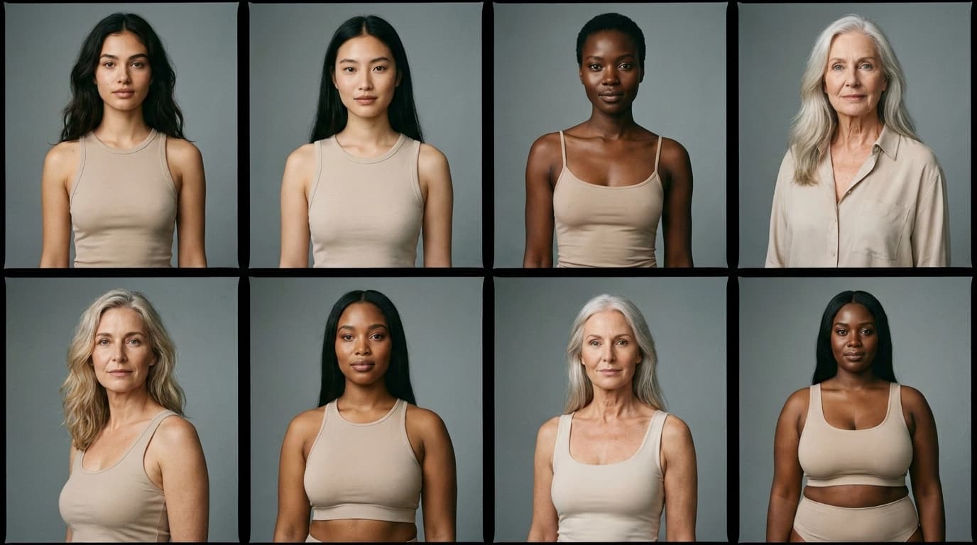Grid of diverse AI fashion models available in Flash Flamingo