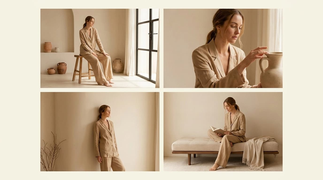 Cohesive AI-generated fashion lookbook images created with Flash Flamingo